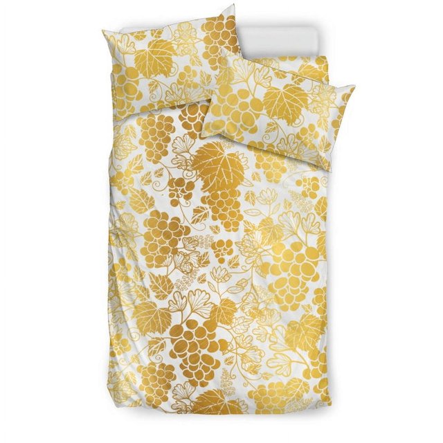 Juego de cama con estampado de uvas doradas