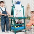thumbnail image 5 of Costway 3 in 1 Double-Sided Wooden Kid's Art Easel Whiteboard Blue, 5 of 11