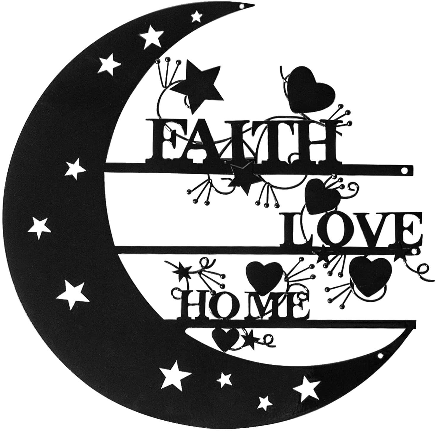 Steel Roots Decor Powder Coated Metal I Love You to The Moon and Back Wall Art Laser Cut Holes 12 in Silver