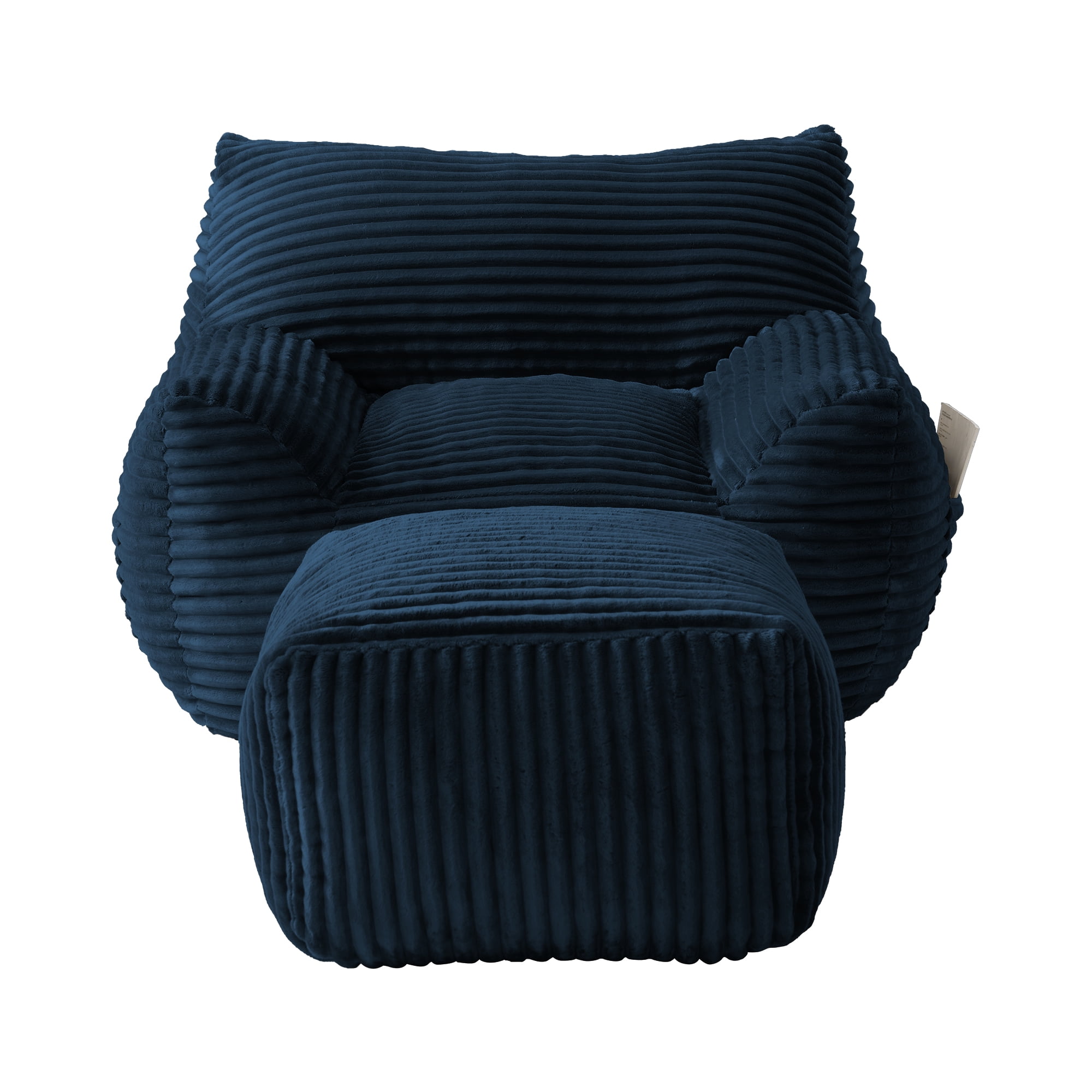 41.7" Oversized Bean Bag Chair with Ottoman, Living Room Lazy Sofa for Bedroom & Dorm
