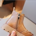 thumbnail image 4 of PEASKJP Girls Booties Side Zipper Non Slip Sneaker Boots, Khaki 24, 4 of 5