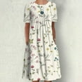 thumbnail image 4 of Dianli Sun Dresses Women Summer Casual Short Sleeve Tunic Shirt Midi Sundresses Daisy Print Plus Size Dress Round Neck Graduation, 4 of 6