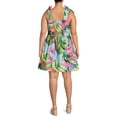 thumbnail image 3 of Terra & Sky Women's Plus Size Button Front Tie Shoulder Dress, 3 of 5