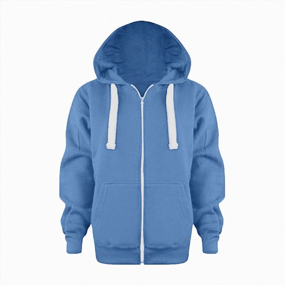 Splozh Girls Winter Jacket Fashion Kids Boys Girls Solid Color Long Sleeve Zip Up Hoodie Sweatshirt Jackets Top Coat,Blue,7-8 Years