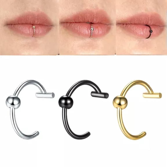 K-KED 10pcs/lot New Stainless Steel Fake Nose Ear Lip Body Ring Clip on No Piercing-8mm-Black