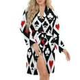 thumbnail image 5 of Gambling Casino Cards Night Robe Long Sleeve V Neck Robe With Belt Women's Sleepwear Dresses, 5 of 9