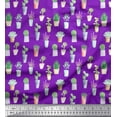 thumbnail image 1 of Soimoi Purple Heavy Satin Fabric Cactus Leaves Print Fabric by the Yard 54 Inch Wide, 1 of 3