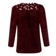 thumbnail image 4 of Valueadd Clothing Women's Long Sleeve Pullovers Lace Patchwork Knit Sweater Crewneck Solid Color Casual Knit Pullover Sweater Tops Red S, 4 of 6