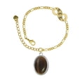thumbnail image 1 of Delight Jewelry Silvertone Oval - Imitation Cat's Eye - Brown - Gold-tone Paw Infinity Link Chain Bracelet, 6"+2" Extender, 1 of 3
