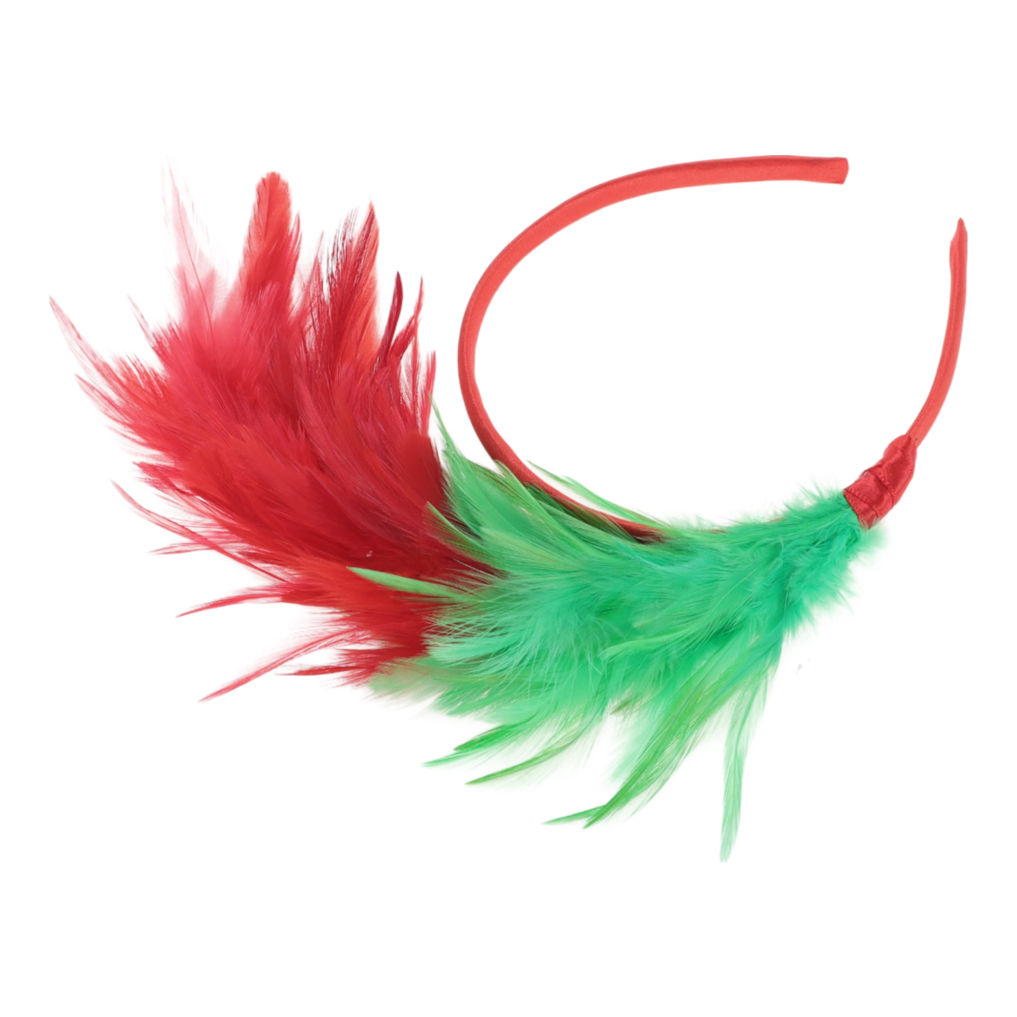Unique Bargains Christmas Feathers Headband in Red and Green Color 1 Piece