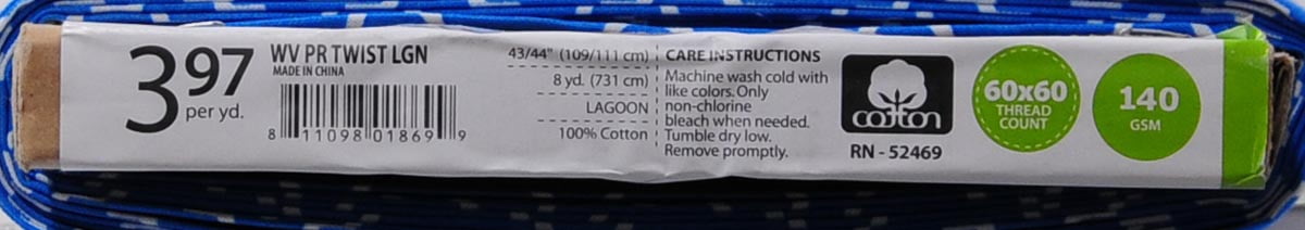 Waverly Inspirations 44" 100% Cotton Printed Sewing & Crafting Fabrics, 8 yd By the Bolt, Lagoon