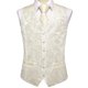 thumbnail image 5 of Conjunto de chaleco Hi-Tie para hombre, seda, champán, cachemir, talla pequeña, 5 of 6
