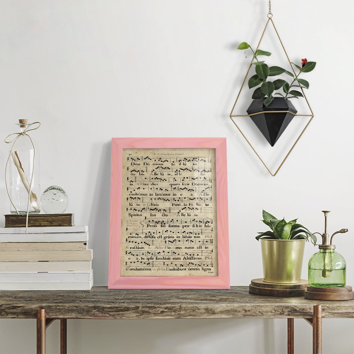 Vellum Songbook II -Framed Print w/glass-Sunset Pink