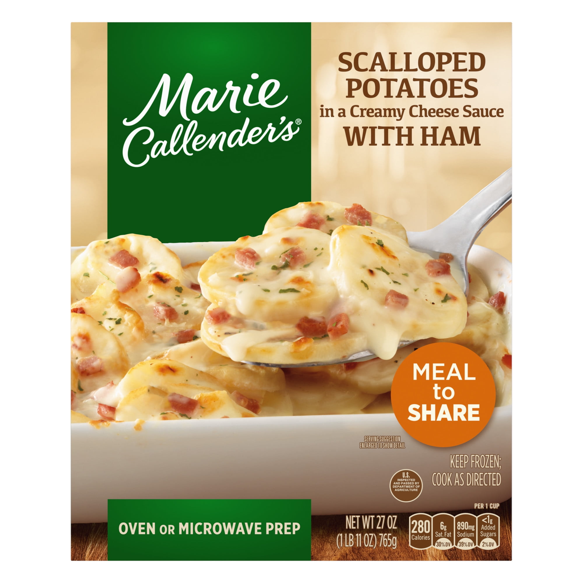 Marie Callender’s Scalloped Potatoes in a Creamy Cheese Sauce With Ham, Meal To Share, Frozen Meal, 27 oz.