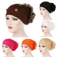 thumbnail image 3 of Mightlink Muslim Women Faux Pearl Flower Hat Hijab Hair Loss Head Scarf Turban Cap Wrap, 3 of 7