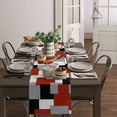 thumbnail image 2 of Red Grey Black Geometric Table Runner Middle Century Modern Art Abstract Tablerunners 13 x 72 Inch, Table Decorations Tabletop Scarf for Summer Gathering Holiday Farmhouse Kitchen Dining Decor, 2 of 6