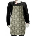 thumbnail image 1 of Victorian Kids Apron, Floral Themed Ornamental Shapes in Repetitive Damask Pattern, Boys Girls Apron Bib with Adjustable Ties for Cooking Baking Painting, Grey Yellow Dark Sepia, by Ambesonne, 1 of 2