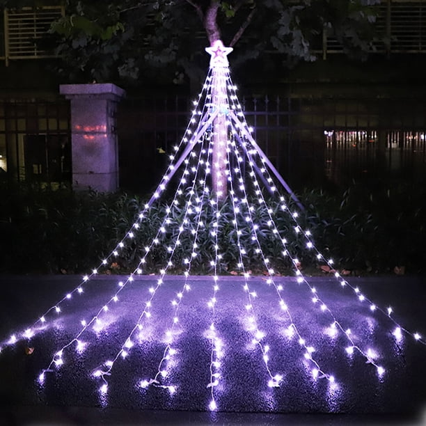 Cadena de lámpara Luces de cascada 317LEDs 8 modos árbol luz pentagrama árbol de Navidad luces decorativas de cascada luces de cadena de hadas para boda fiesta patio Eccomum Cadena de lámpara