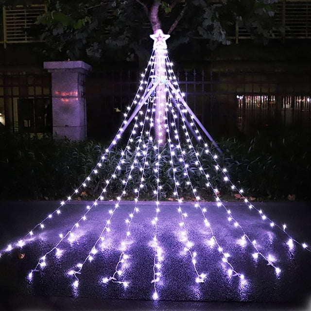 Luces de cascada 317LEDs 8 modos árbol luz pentagrama árbol de Navidad luces decorativas de cascada Meterk Blanco
