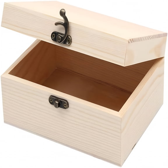LAMIRO Unfinished Wooden Box with Hinged Lid, Small Pine Craft Box for DIY Painting, Jewelry Storage, and Gift Giving, Smooth Splinter-Free Surface, 6.7 x 5.1 x 3.1 Inches