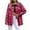 Hot Pink #010, variant on Women Button Down Shirt Long Sleeve Casual Fashion Plaid Shacket Dressy Lightweight Fall Shirts with Pockets Black XL