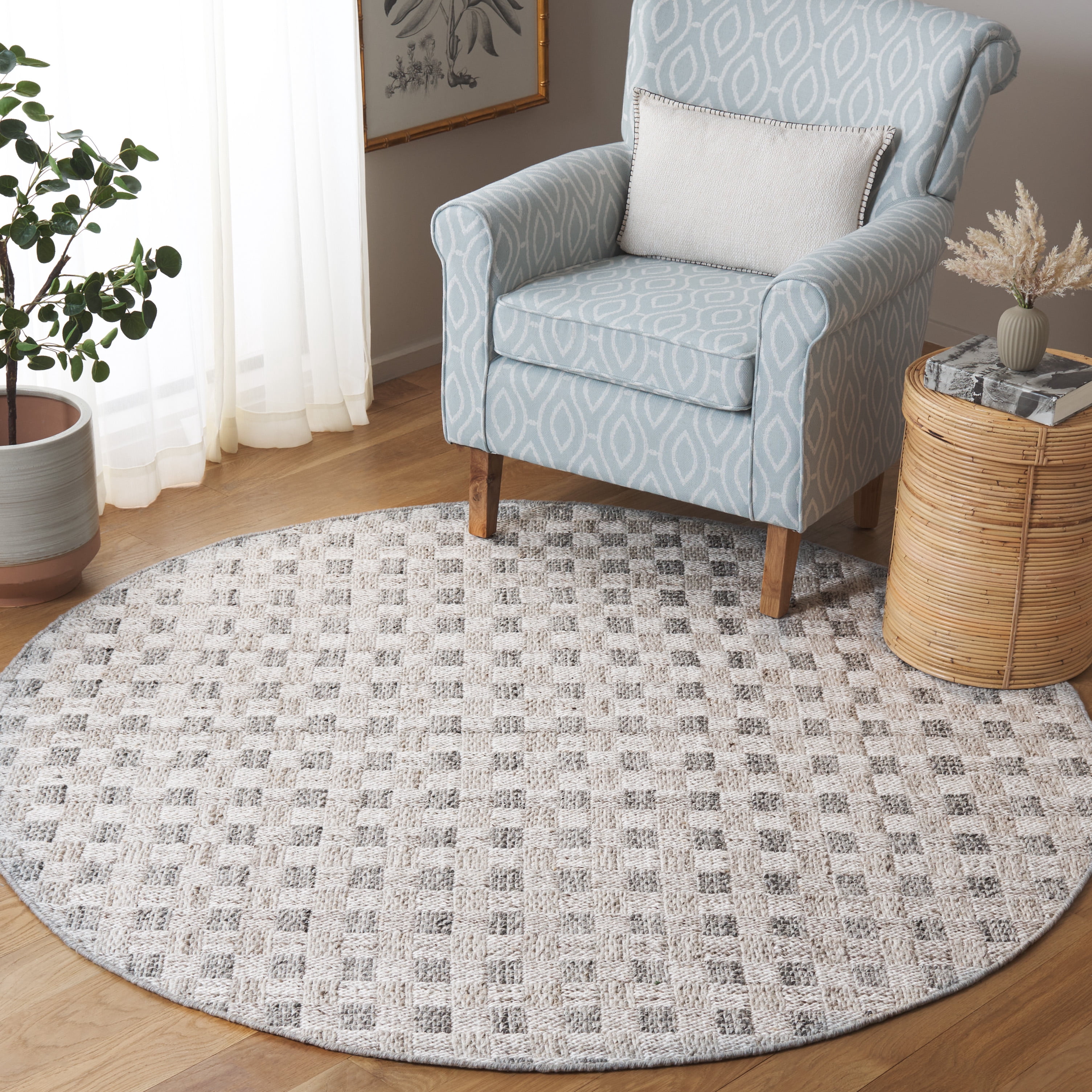 SAFAVIEH Renewal Devrim Geometric Area Rug, Gray, 6' x 6' Round