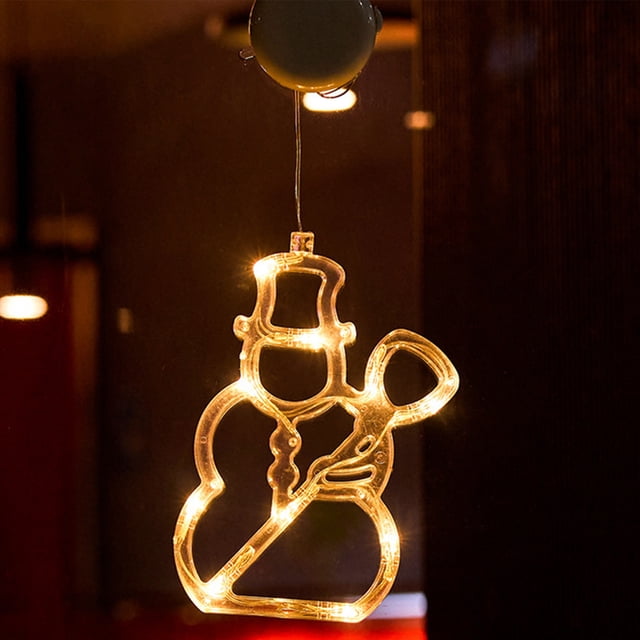 TopLLC Christmas Decorations Christmas LED Light Decoration With Suction Cup Hook Christmas Tree Snowflake Snowman Battery Powered Indoor Bedroom Window Display Holiday Lights Warm White for Party