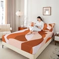 thumbnail image 4 of jejeloiu Modern Abstract Geometric Full Size Sheets,Red Orange Stripe Bed Sheets For Girls Boys 4 Pieces, 4 of 7