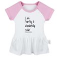 thumbnail image 2 of iDzn I'm Fearfully and Wonderfully Made Funny Dresses For Baby, Newborn Babies Skirts, Infant Princess Dress, 0-24M Kids Graphic Clothes (Pink Raglan Dresses, 0-6 Months), 2 of 5