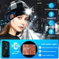thumbnail image 2 of Unisex Bluetooth Beanie with Headlight,Upgraded Musical Knitted Cap with Headphone & Mic,Gifts for Men Women (Black White), 2 of 13