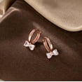 thumbnail image 4 of Sterling Silver Love Bow Hoop Earrings for Women Teens CZ Bow Hoop Earrings Huggie, 4 of 12
