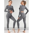 thumbnail image 4 of Seamless Yoga Gym Crop Top Compression Workout Athletic Long Sleeve Shirt with Thumbhole, 4 of 4