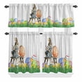 thumbnail image 2 of Kitchen Window Curtains Valance and Tier Set, Farmhouse Rabbit Easter Egg Rod Pocket Tier Curtain Valance Set, Rustic Wood Board Flower Light Filtering Cafe Curtains for Bedroom Living Room, 2 of 9