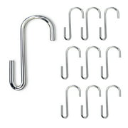 Wallniture Swan Heavy Duty S Hook Utility Hooks for Hanging Pan Pot Organizer Closet Hooks Metal Hanger, 10 Pack, Chrome
