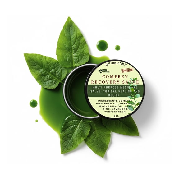 SSF Organics Comfrey Skin, Muscle , and Joint Recovery Salve | Multi Purpose Natural Relief and Healing | Soothe. Heal. Restore. 2 oz.