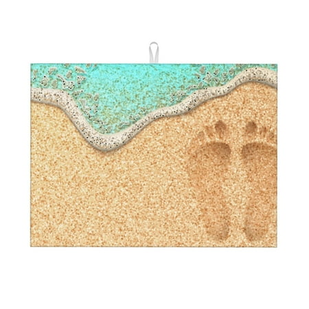 

Cauagu Dish Drying Mat 24*18 inch Absorbent Dish Drainer Kitchen Counter Dish Drying Pad for Countertops Sinks Draining Racks( Beach Footprint)