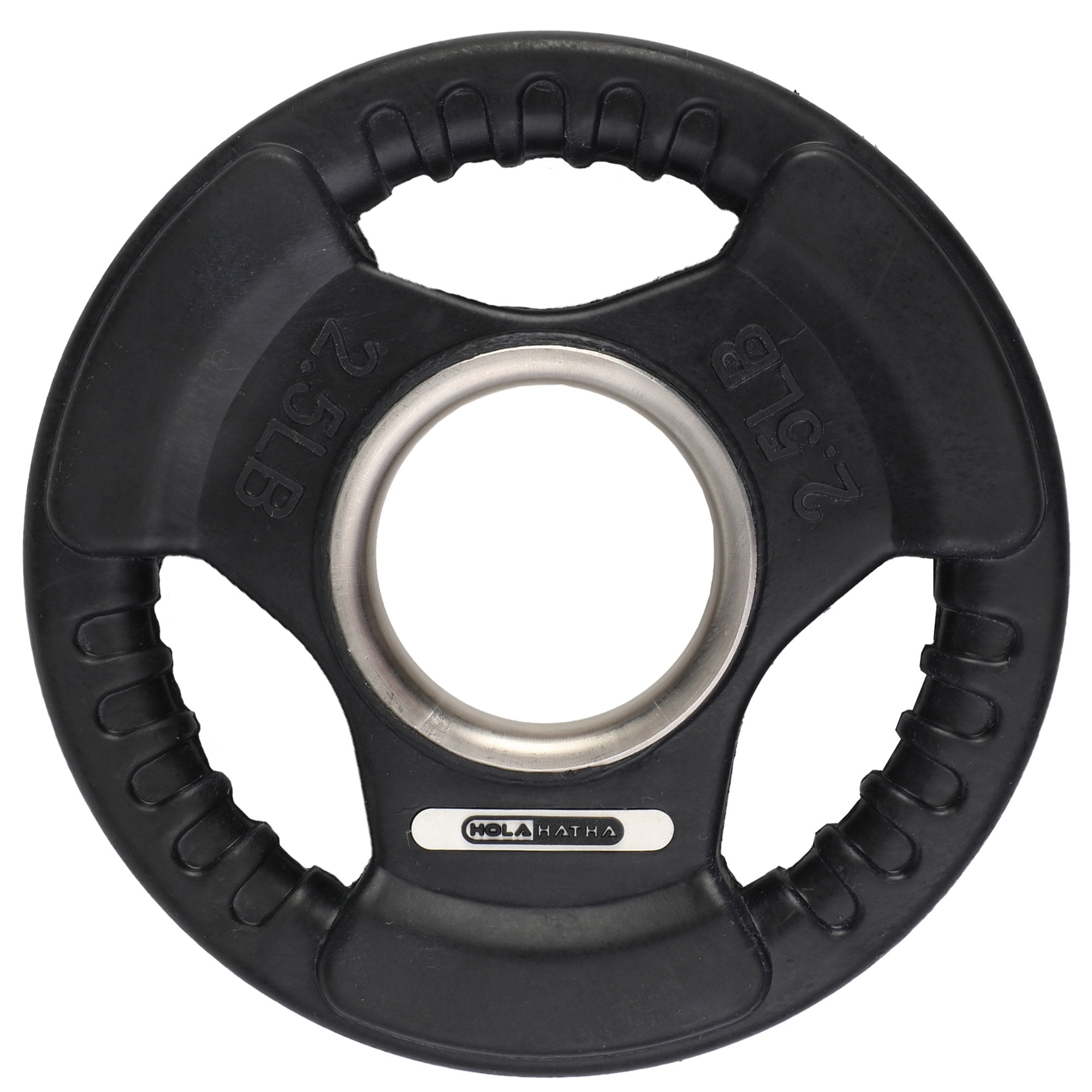 HolaHatha 2.5-Pound Olympic Rubber Coated Weight Plates w/Handle (2 Pack)