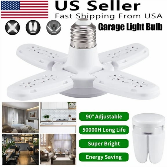 E27 Led Garage Light Bulb 28W Deformable Ceiling Fixture Lights Workshop Lamp