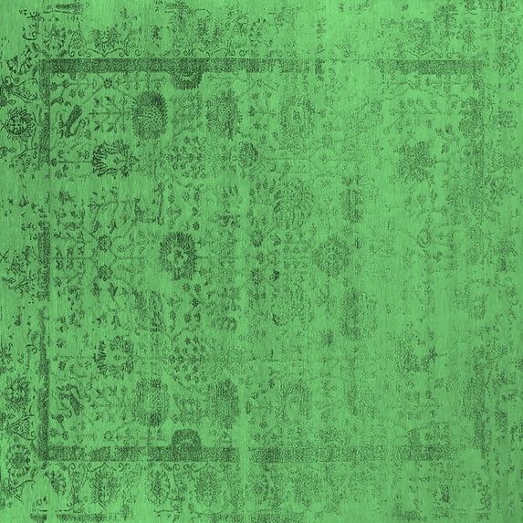 Ahgly Company Indoor Square Oriental Emerald Green Industrial Area Rugs, 7' Square