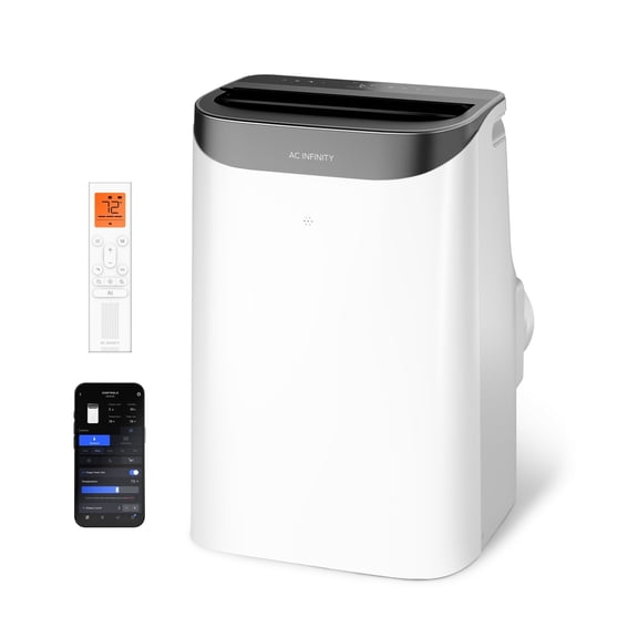 AC Infinity Smart Portable Air Conditioner 5-in-1, All-Season Cooling and Heating, 12,000 BTU, AI Climate Control, Dry and Fan Modes, Drainage-Free, WiFi App Control