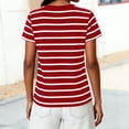 thumbnail image 6 of Mifsaly Striped Shirts Women V-Neck Short Sleeve Summer Tops Loose Casual Basic Tee Comfortable Going Out Everyday Blouses L, 6 of 8
