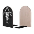 thumbnail image 2 of Susaid White Black Sheep skull Print Wooden Bookends Decorative Book Ends for Shelves Heavy Books Holder Organizer Non-Slip Desk Book End for Kids Room Office School 1 Pairs, 2 of 8