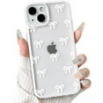 thumbnail image 1 of AIR-Compatible with iPhone 13 Case Cute Clear White Durable Ribbon Bowknot Pattern for Girls Women Soft TPU Transparent Full Camera Lens Shockproof Protective Phone Cover - White, 1 of 4
