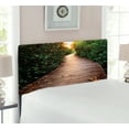 thumbnail image 2 of Jungle Headboard, Boardwalk In Mangrove Forest Sunlight Tunnel Sunset Autumn Green Leaves, Upholstered Decorative Metal Bed Headboard with Memory Foam, Twin Size, Brown Green Yellow, by Ambesonne, 2 of 4