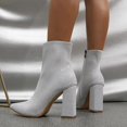 thumbnail image 2 of NECHOLOGY Botas Mujer Adulto Femenino Zapatos Botines de mujer Botas de tacón con lentejuelas, botas de tacón grueso versátiles a la moda, botas finas de estilo británico (White, 7.5), 2 of 7