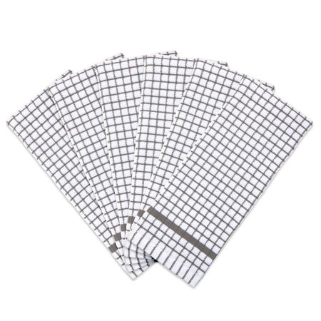 Arkwright Classic Checkered Kitchen Towel (Pack of 6)  Cotton 15x25 Kitchen Towel  Grey & White