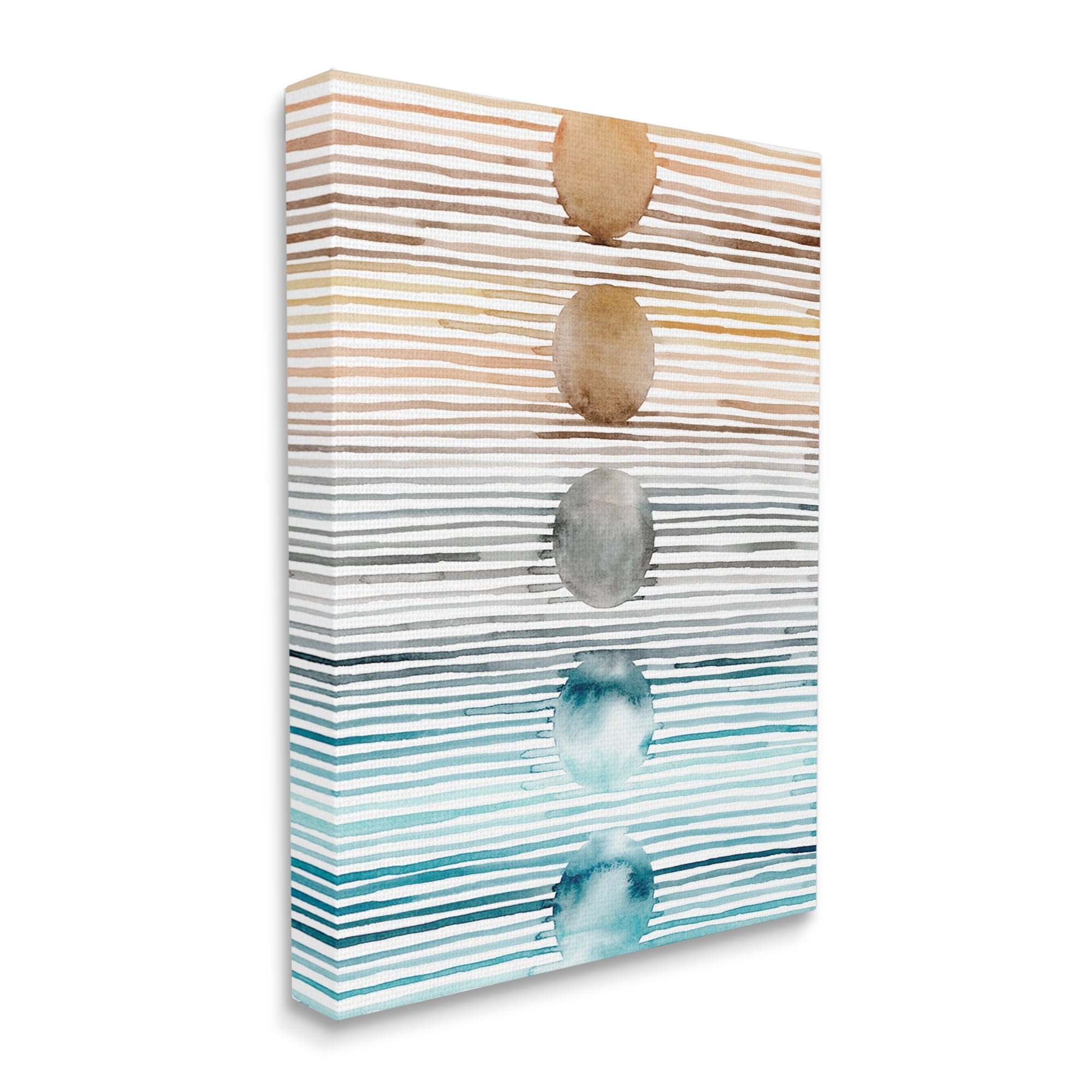 Stupell Industries Brown & Blue Gradient Circles Abstract Painting Gallery Wrapped Canvas Print Wall Art