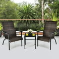 thumbnail image 1 of Costway 3 PCS Patio Rattan Bistro Set High Backrest Armrest SideTable Mix Brown, 1 of 10