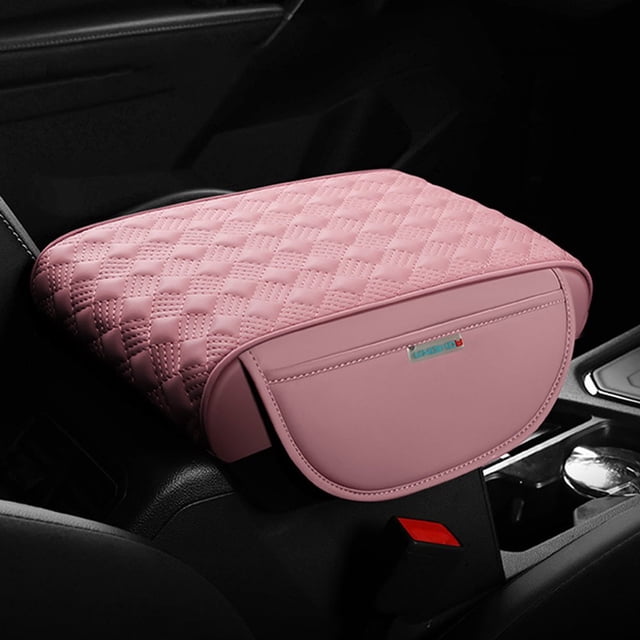 LEEYNEER Car Center Console Cover Pad Leather Auto Armrest Cover Car Armrest Box With Added Storage Bag Personalized Classic Elbow Pad Cushion Pads For SUV Truck