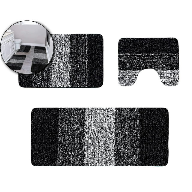 Dvruxg Bath Set 3 Piece Rug, Non Slip Washable, Soft Absorbent Bathroom Mat Set with U-Shaped Toilet Mat for Bathroom Tub and Shower